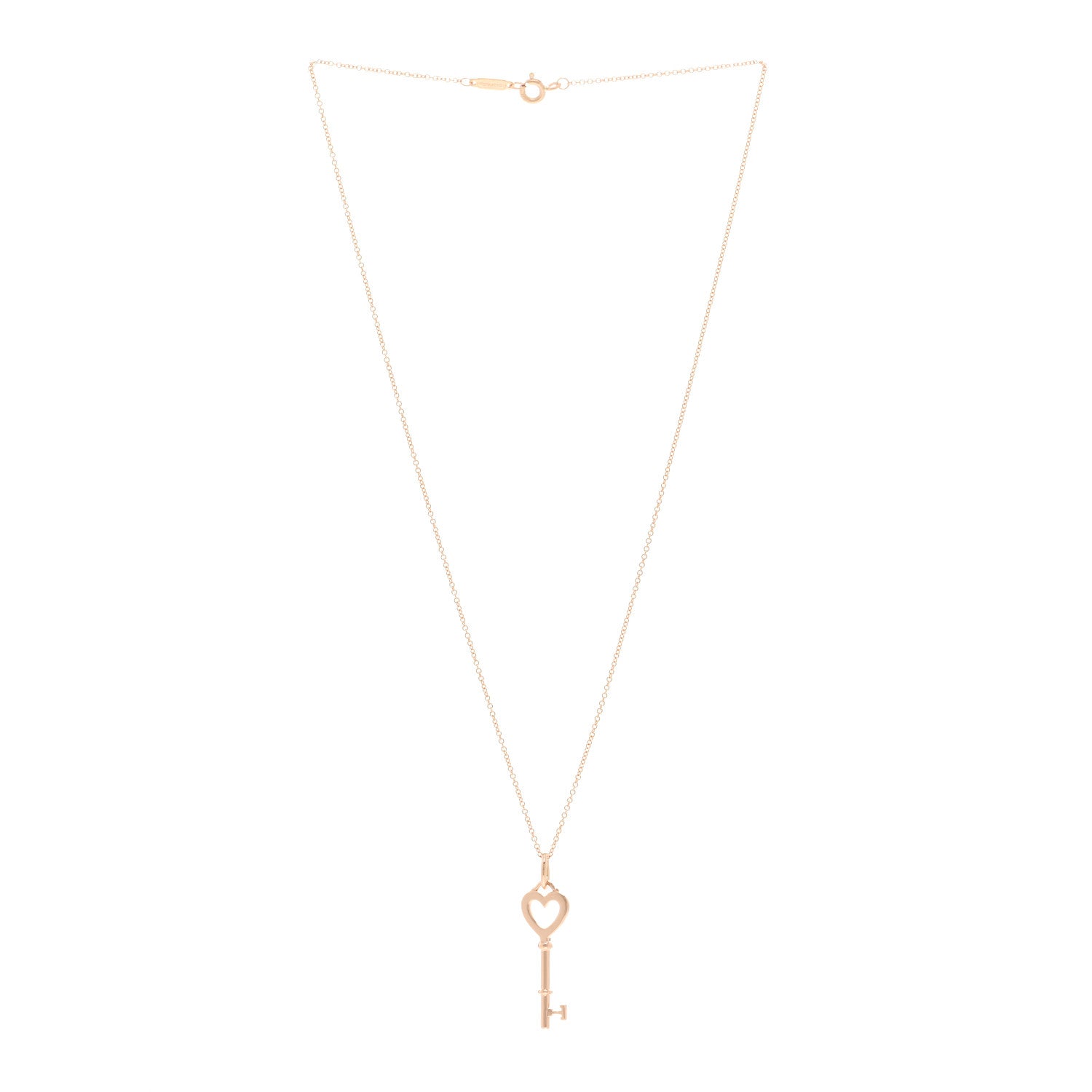 Tiffany 18K Rose Gold Mini Heart Key Pendant Necklace 3 of 5