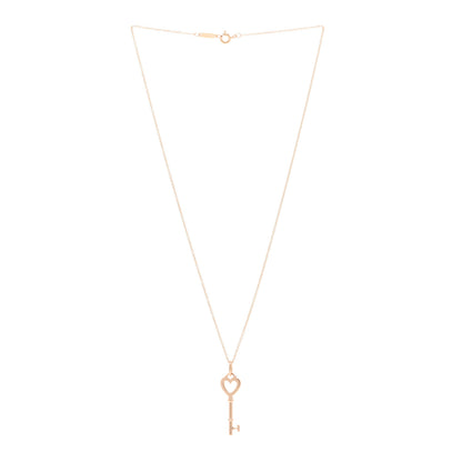 Tiffany 18K Rose Gold Mini Heart Key Pendant Necklace 3 of 5