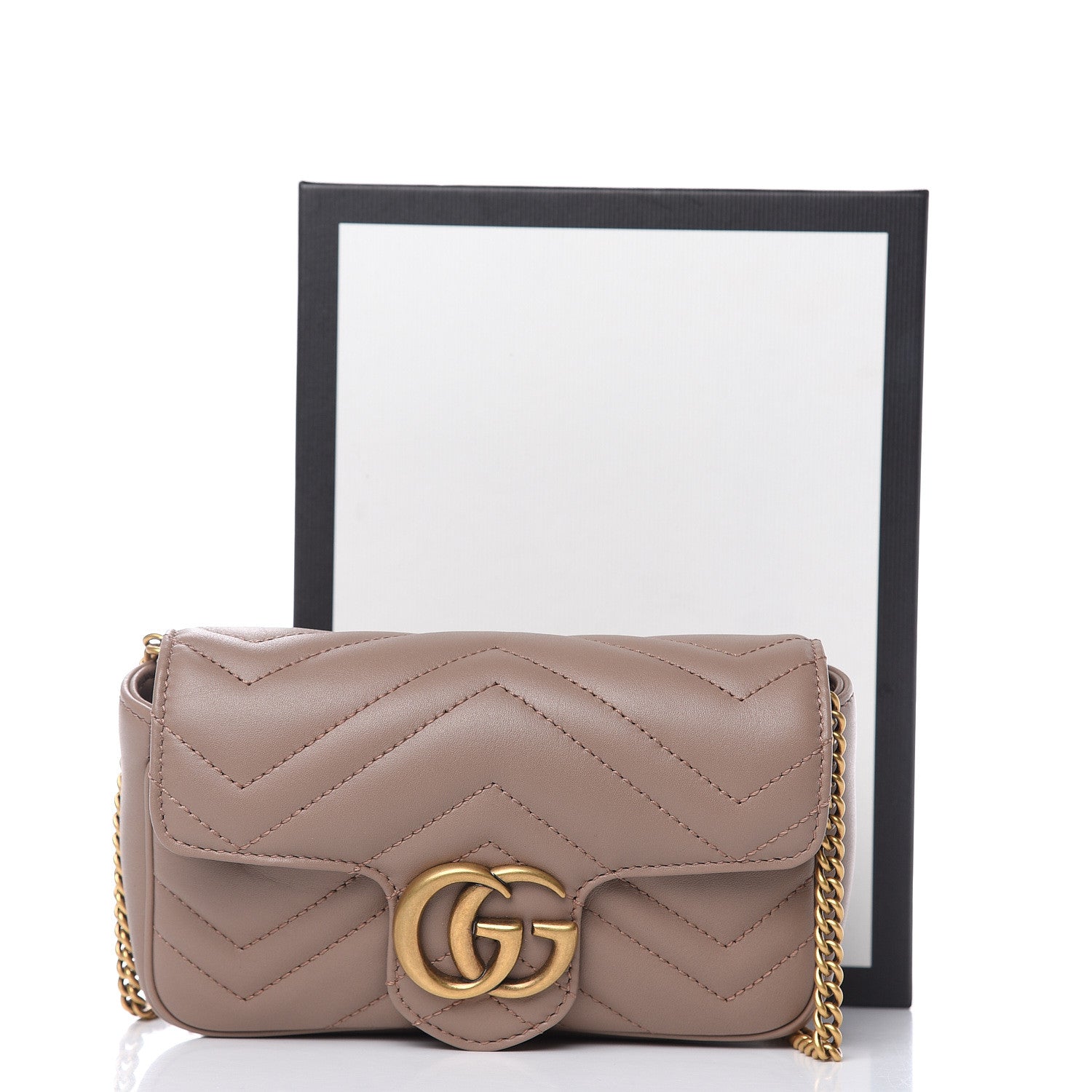 Gucci Calfskin Matelasse Super Mini GG Marmont Shoulder Bag Porcelain Rose 11 of 11