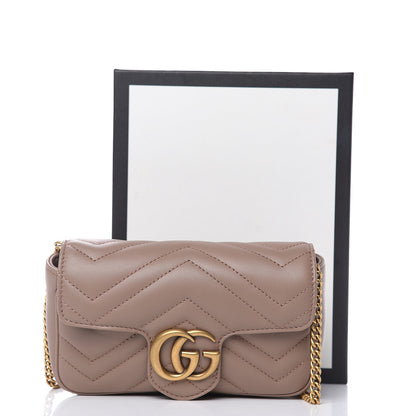 Gucci Calfskin Matelasse Super Mini GG Marmont Shoulder Bag Porcelain Rose 11 of 11