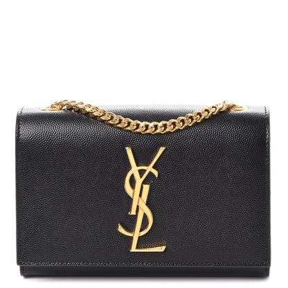 Saint Laurent Grain De Poudre Small Monogram Kate Satchel Black 1 of 7