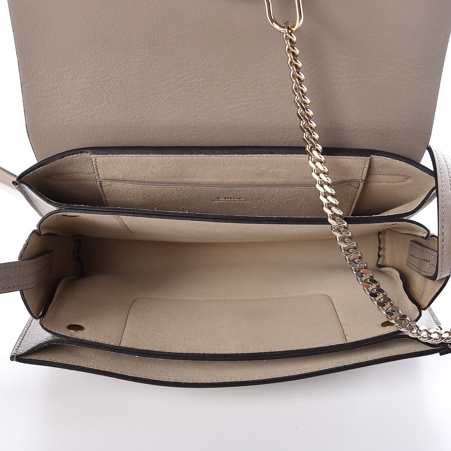 Suede Calfskin Small Faye Shoulder Bag Motty Grey