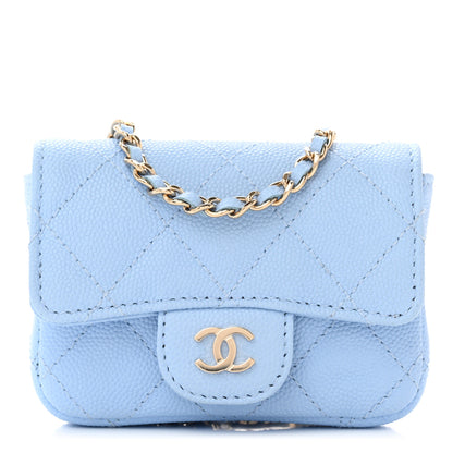 Chanel Caviar Quilted Mini Chain Belt Bag Light Blue 1 of 7