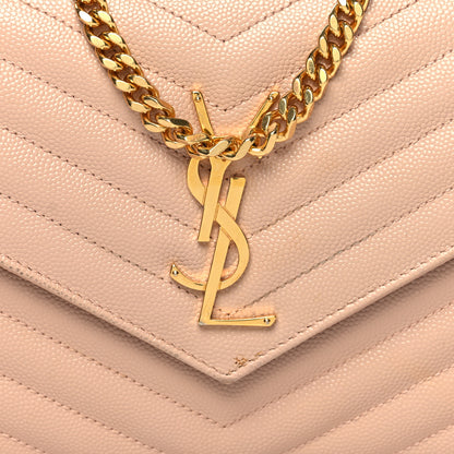 Saint Laurent Grain De Poudre Matelasse Chevron Monogram Chain Wallet Pale Pink 8 of 13