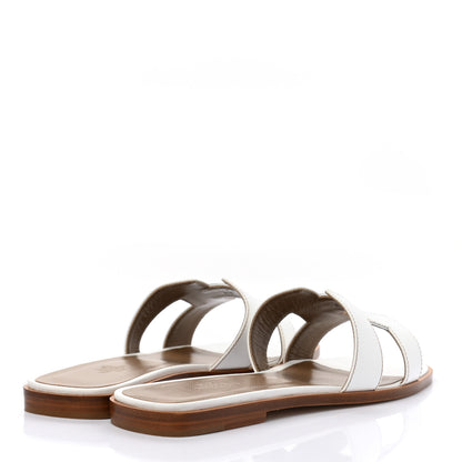 Hermes Box Calfskin Oran Sandals 38.5 White 4 of 8