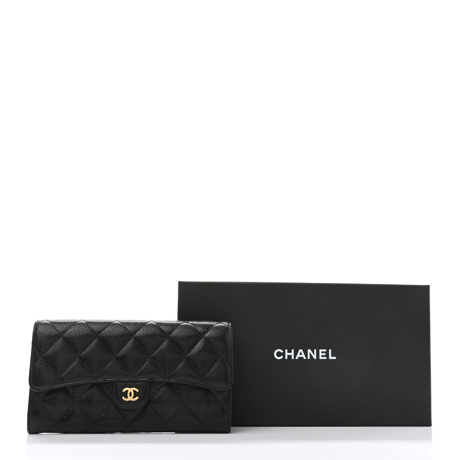 Chanel Caviar Quilted Large Gusset Flap Wallet Black 9 of 9