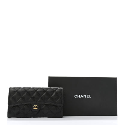 Chanel Caviar Quilted Large Gusset Flap Wallet Black 9 of 9