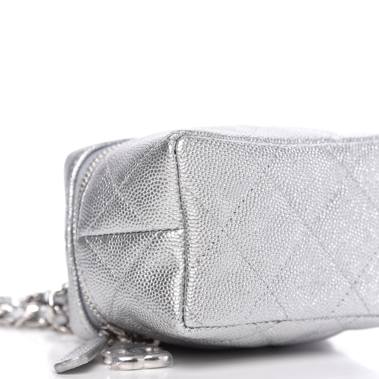 Chanel Metallic Caviar Quilted Mini Top Handle Vanity With Chain Silver 5 of 9