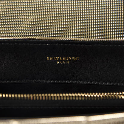 Saint Laurent Metallic Calfskin Y Quilted Small Loulou Monogram Chain Satchel Platino 8 of 10
