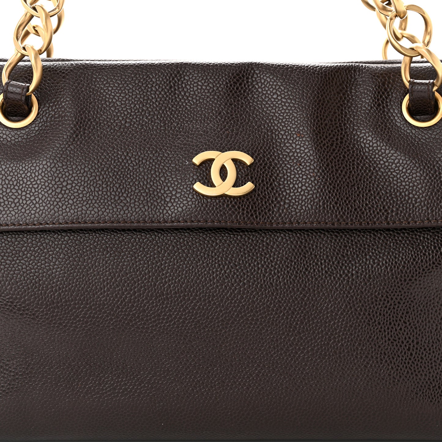 Caviar Flap Shoulder Bag Brown