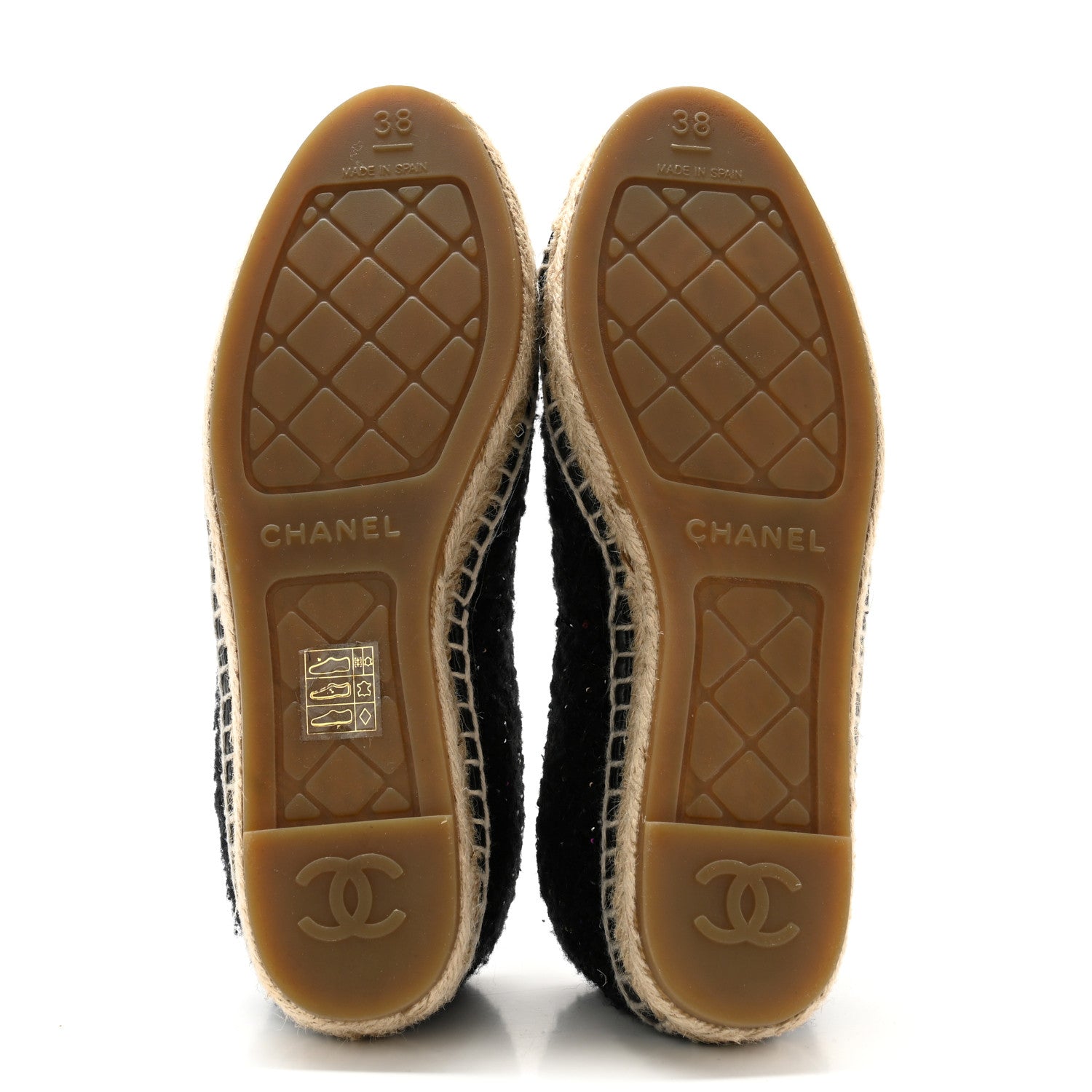 Chanel Tweed Patent Goatskin Sequin CC Espadrilles 38 Black 5 of 9