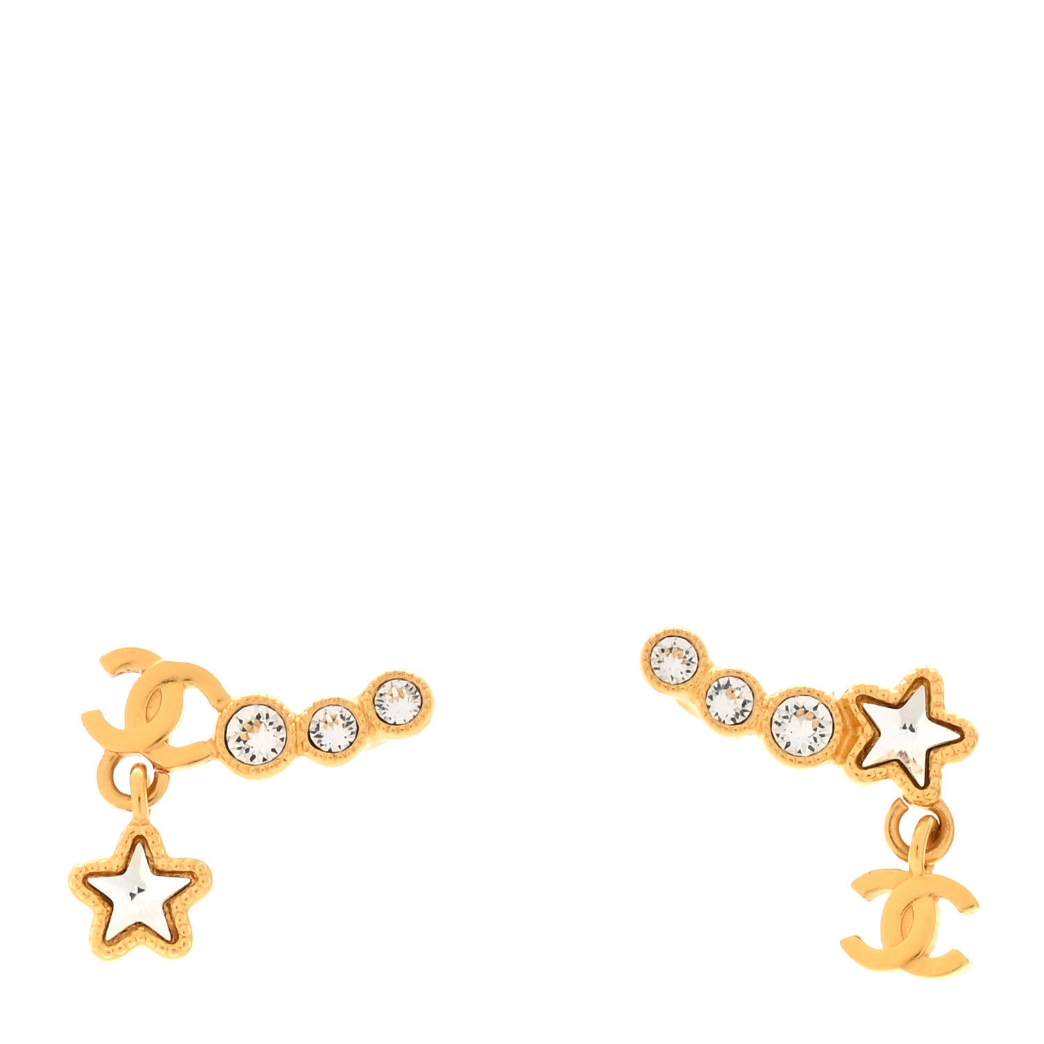 Chanel Crystal CC Shooting Star Earrings Gold 1 of 4