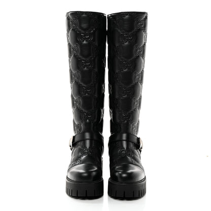 Gucci Cordovan Lux Nappa GG Matelasse 60mm Knee High Boots 38.5 Black 2 of 8