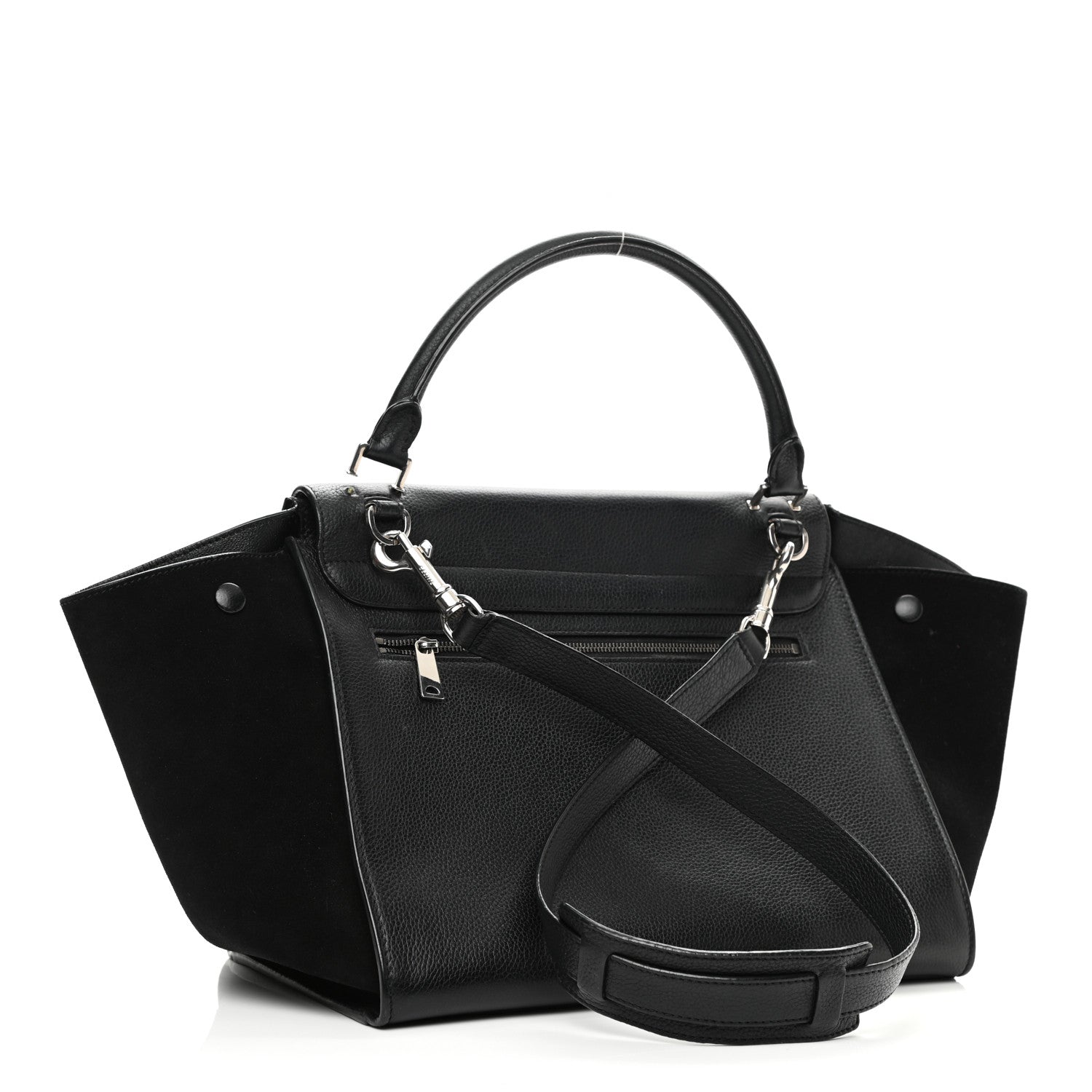 Celine Drummed Calfskin Suede Medium Trapeze Black 3 of 15