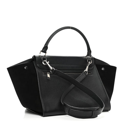 Celine Drummed Calfskin Suede Medium Trapeze Black 3 of 15