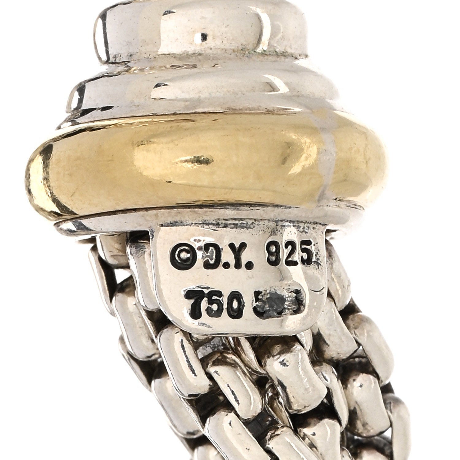 David Yurman Sterling Silver 18K Yellow Gold Pearl Onyx Multi Strand Box Chain Bracelet 3 of 3