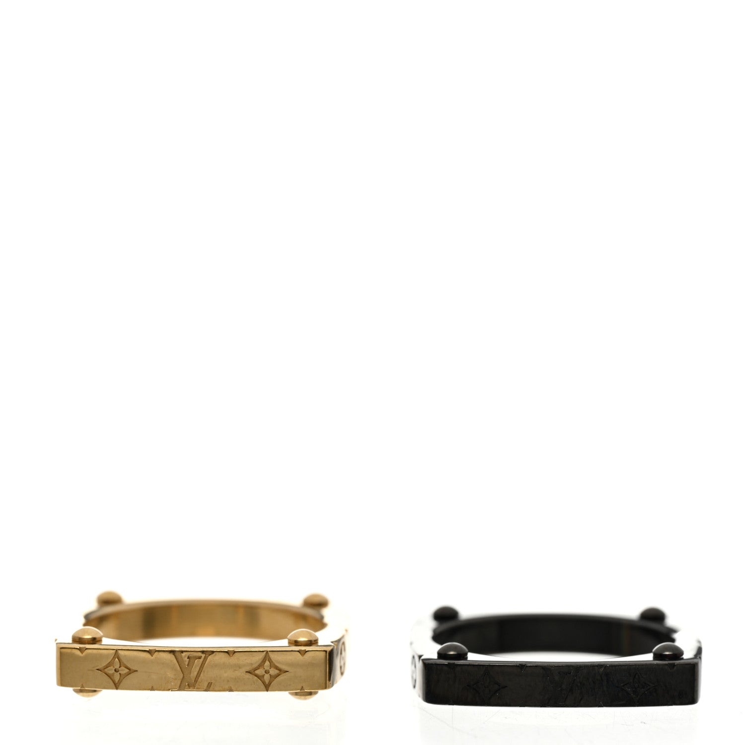 Louis Vuitton Monogram Bold Rings L 62 10 Gold Black 4 of 6