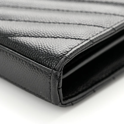 Saint Laurent Grain De Poudre Matelasse Chevron Monogram Monochrome Chain Wallet Black 11 of 12