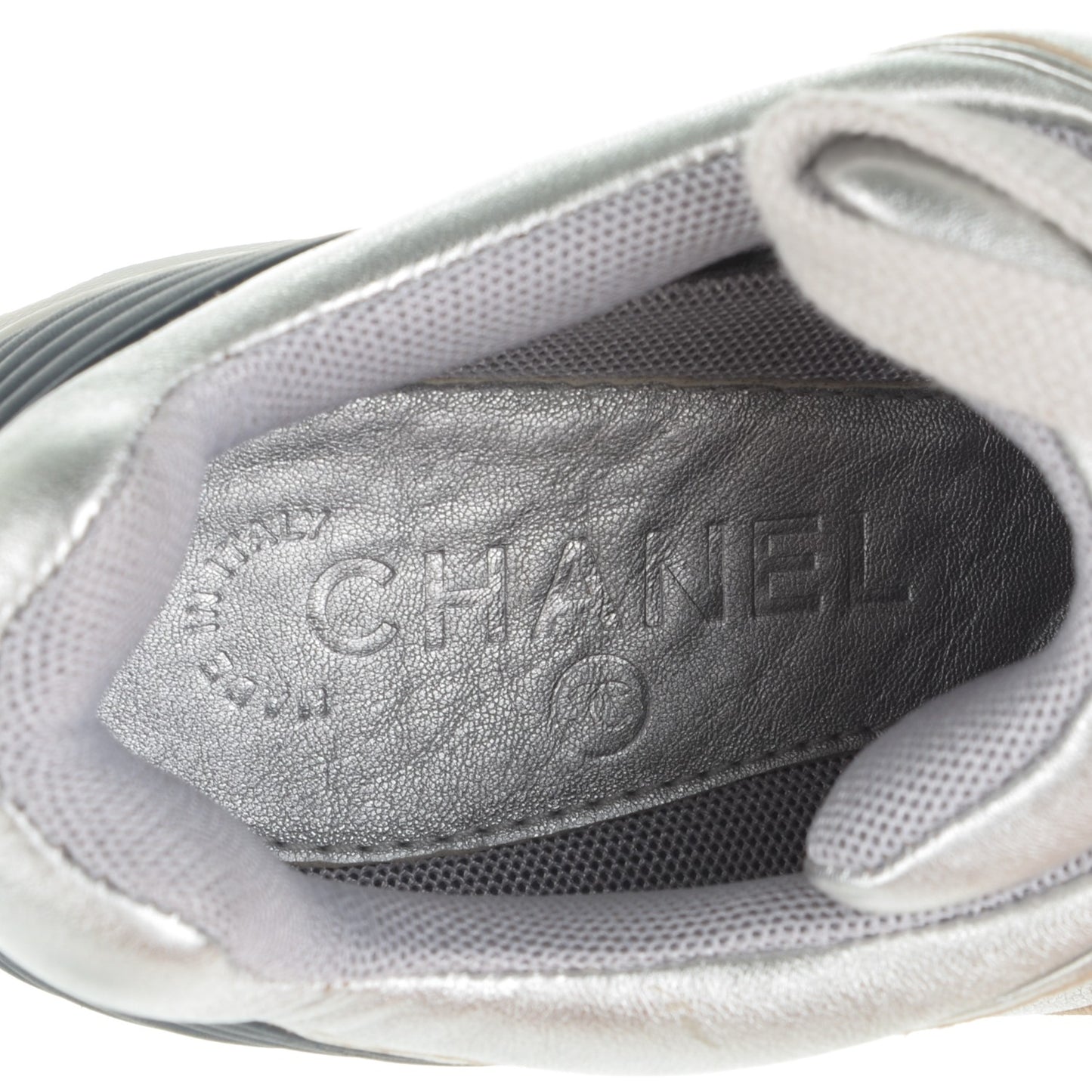 Metallic Lambskin CC Sneakers 38 Silver