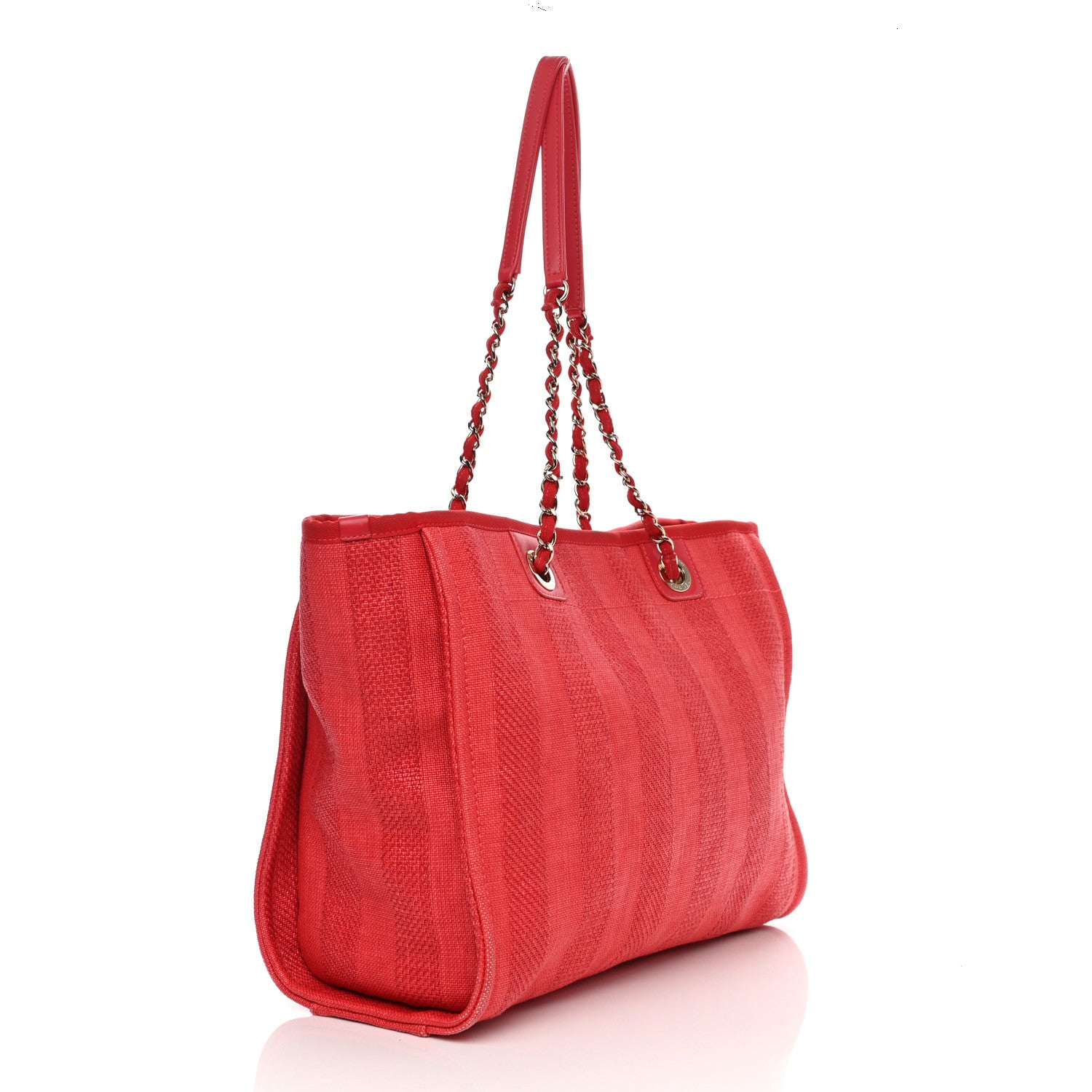 Chanel Mixed Fibers Striped Small Deauville Tote Red 3 of 13