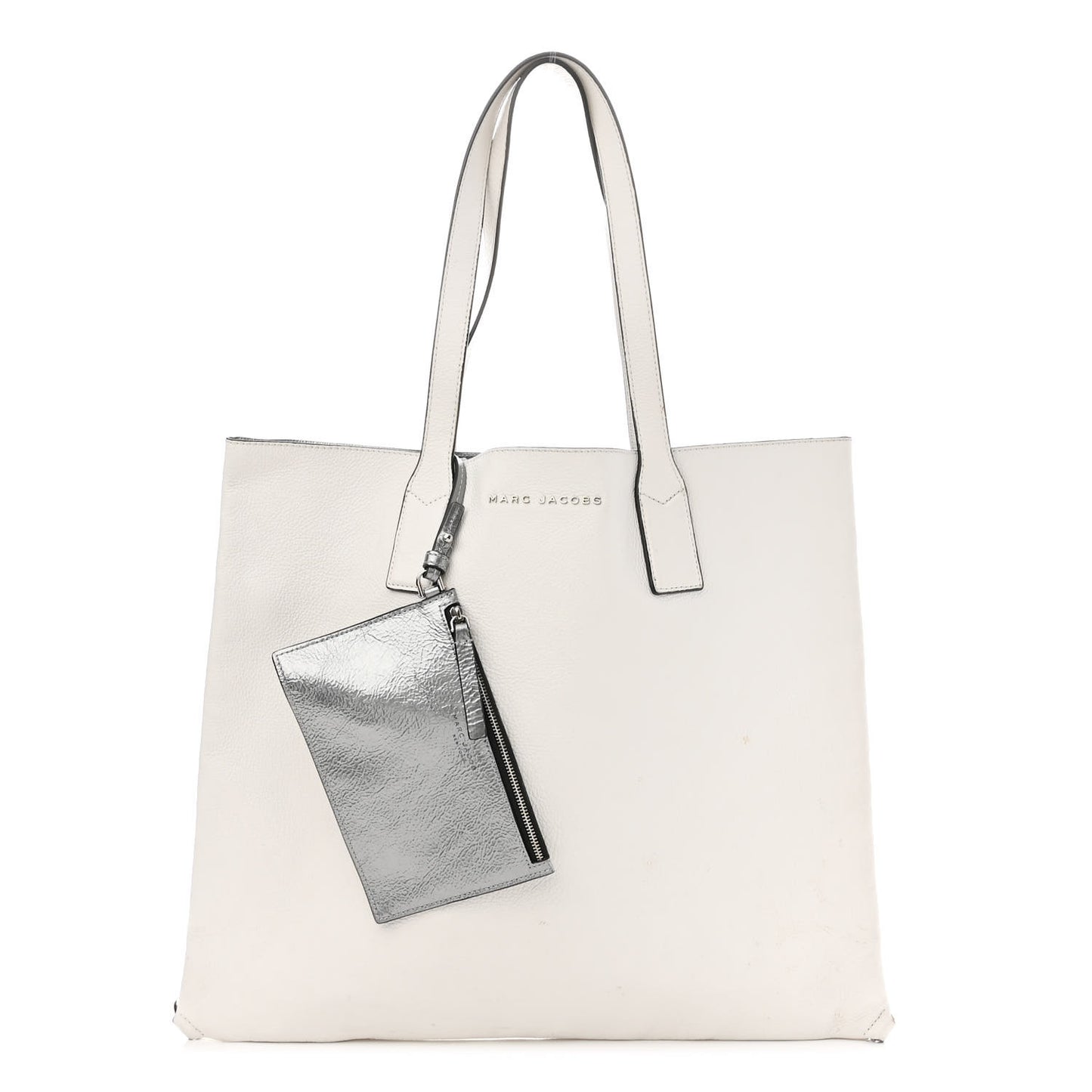 Grained Calfskin Wingman Shopping Tote White