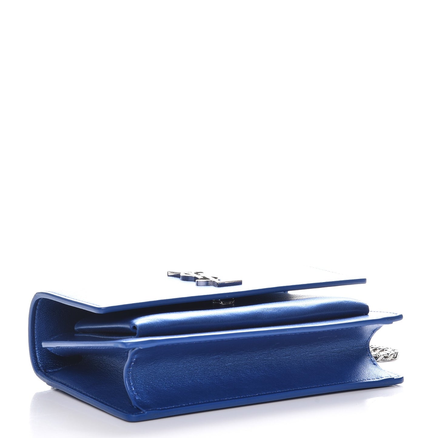 Metallic Calfskin Monogram Sunset Chain Wallet Blue Royal