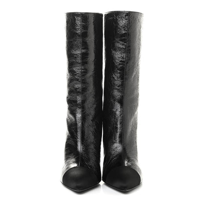 Chanel Crumpled Calfskin Grosgrain Gabrielle Cap Toe Short Boots 39 Black 2 of 8