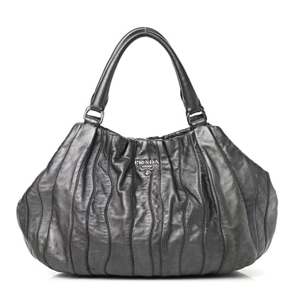 Prada Metallic Nappa Tessuto Mordore Stripes Shoulder Bag Grey 1 of 12