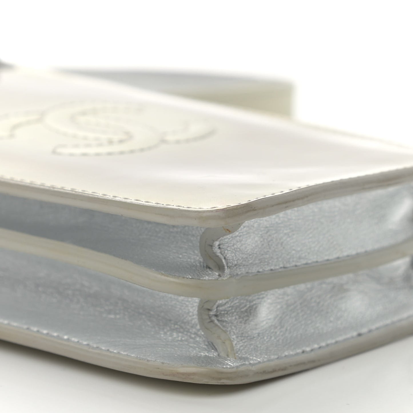Metallic Patent Crossbody CC Phone Holder Silver