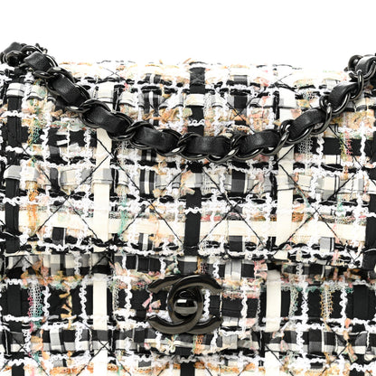 Chanel Tweed Quilted Mini Rectangular Flap White Black Multicolor 8 of 11