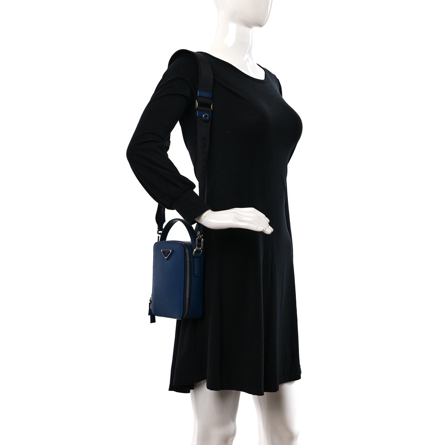 Prada Saffiano Travel Brique Crossbody Messenger Bag Bluette 2 of 8