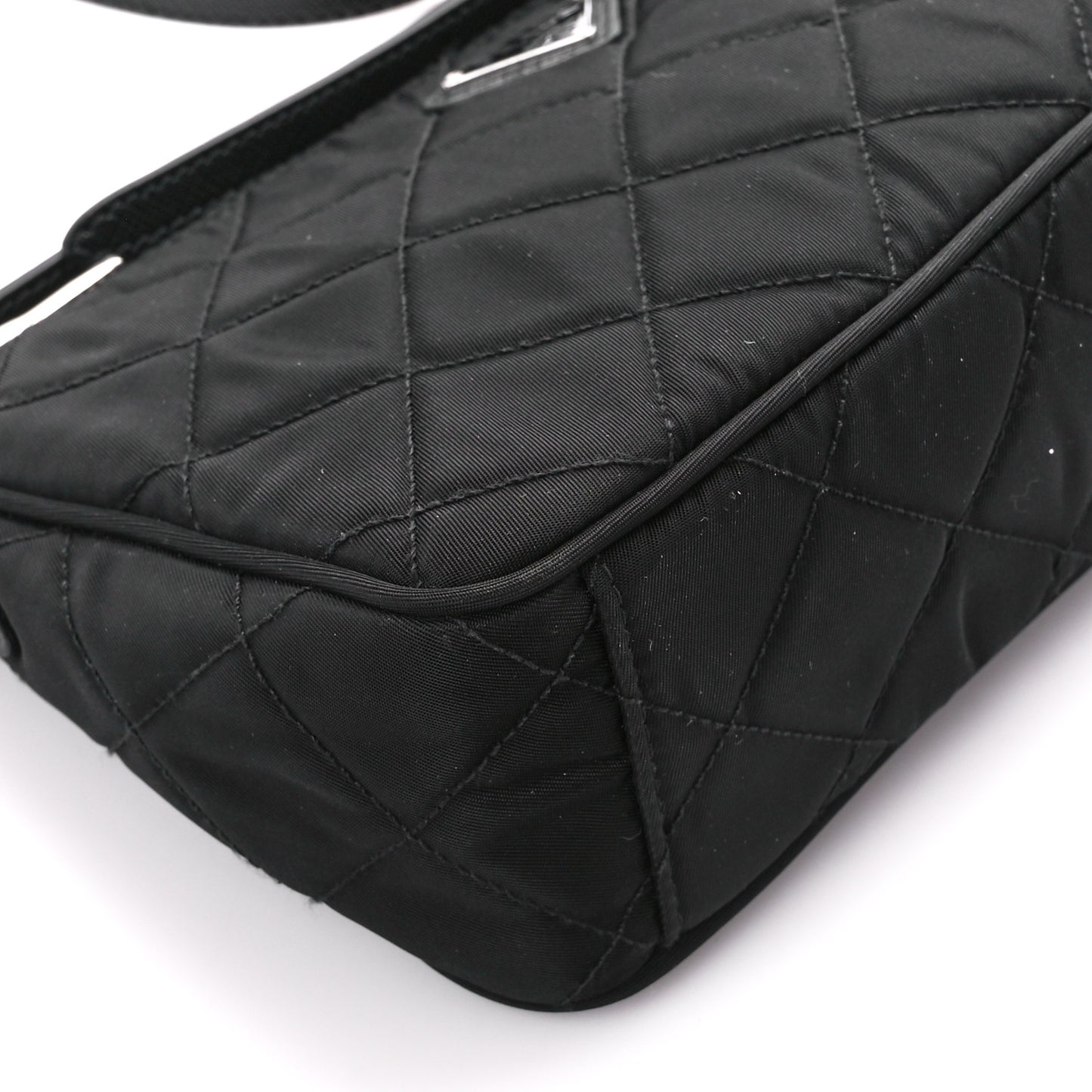 Nylon Tessuto Impuntu Quilted Crossbody Bag Black