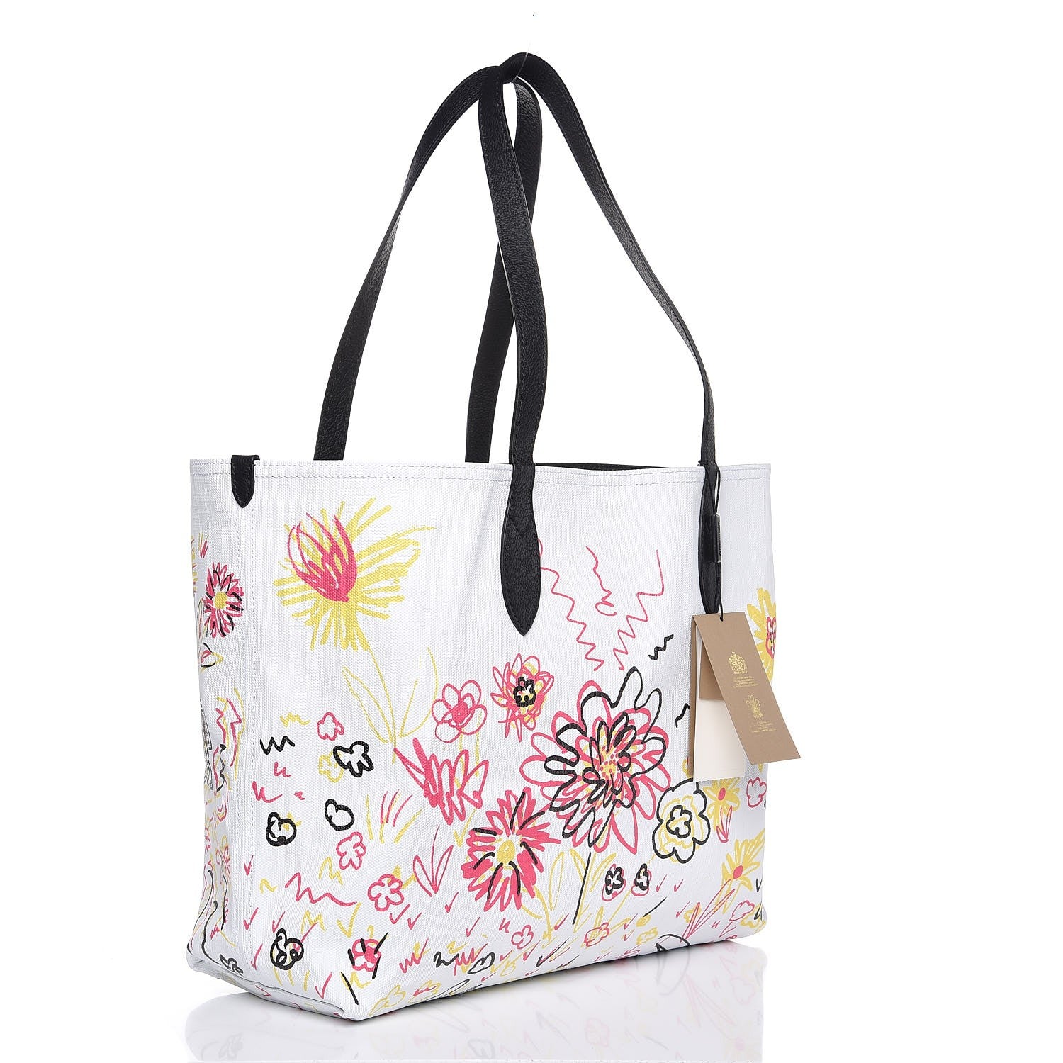 Burberry Coated Canvas Medium Reversible Doodle Tote White Black Pink 5 of 9