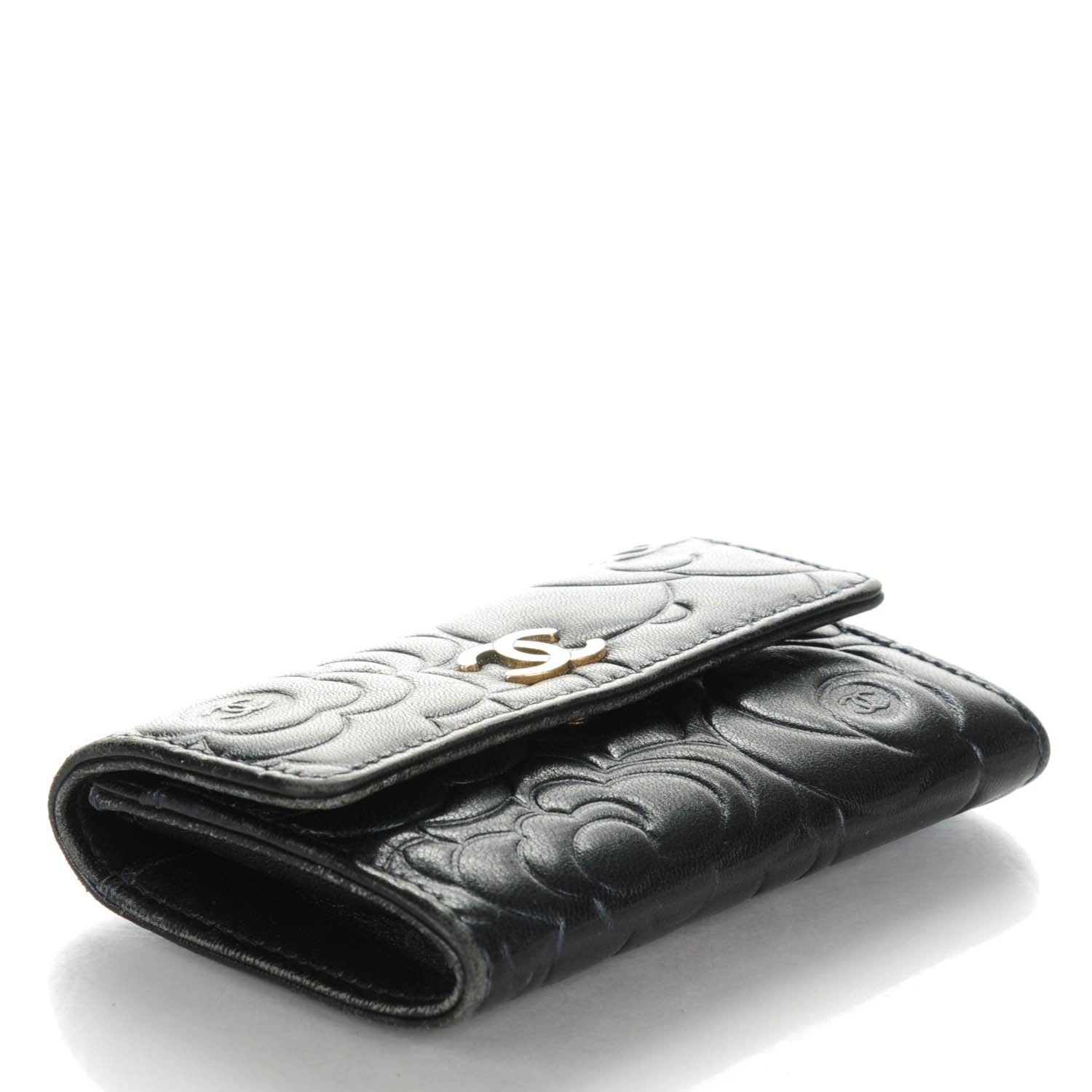 Chanel Lambskin Camellia Embossed Card Holder Black 4 of 8