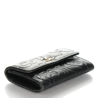 Chanel Lambskin Camellia Embossed Card Holder Black 4 of 8