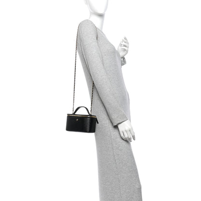 Chanel Calfskin Lizard Embossed Top Handle Vanity With Chain Black 2 of 11