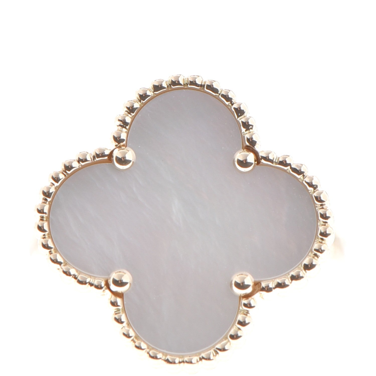 Van Cleef & Arpels 18K Yellow Gold Mother of Pearl Magic Alhambra Ring 56 7.75 1 of 5