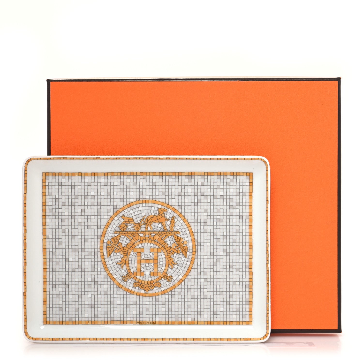 Hermes Porcelain Mosaique au 24 Gold Sushi Plate 8 of 8