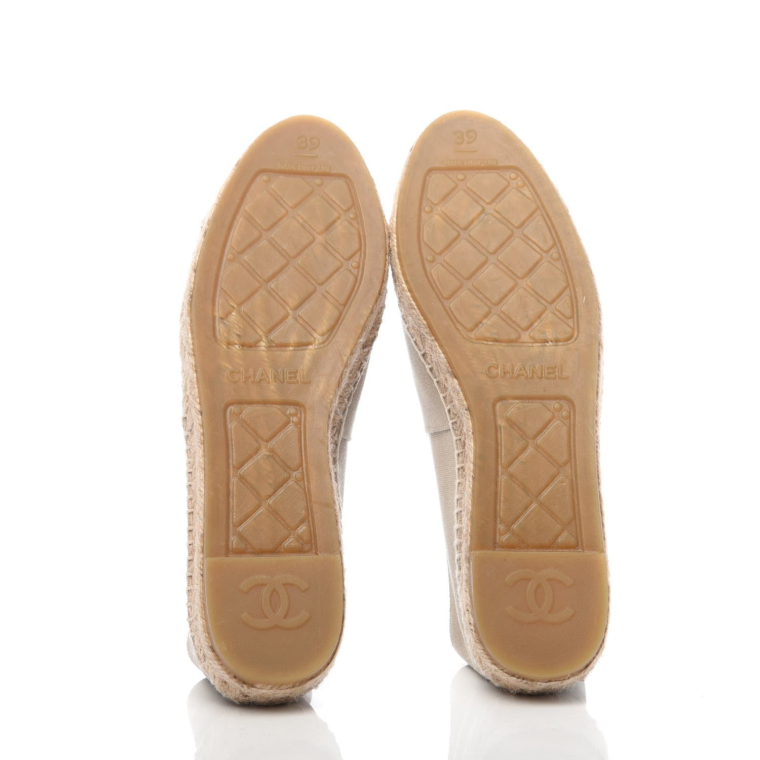 Chanel Canvas Grosgrain CC Espadrilles 39 Beige Black 5 of 7