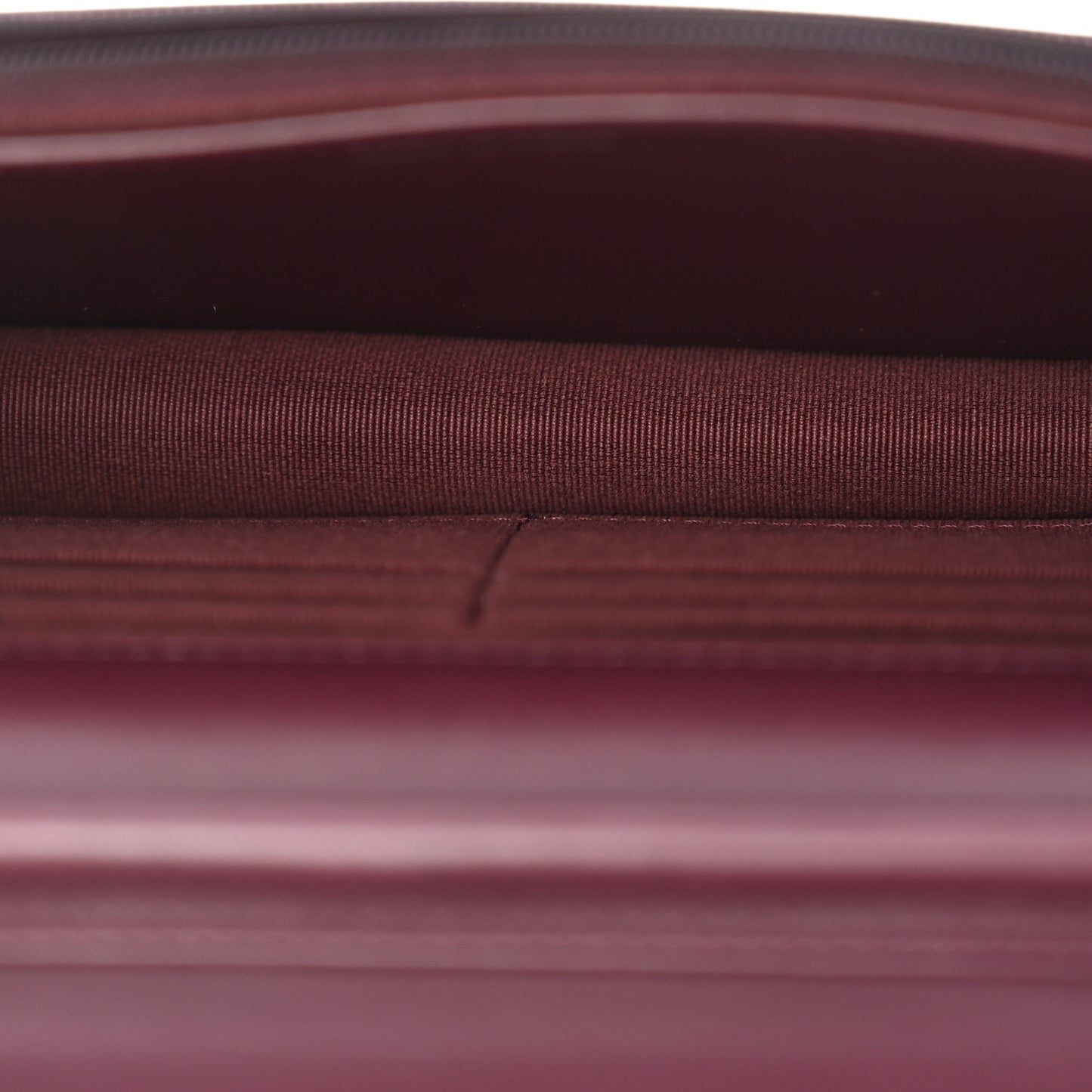 Lambskin Quilted Enamel CC Wallet On Chain WOC Burgundy
