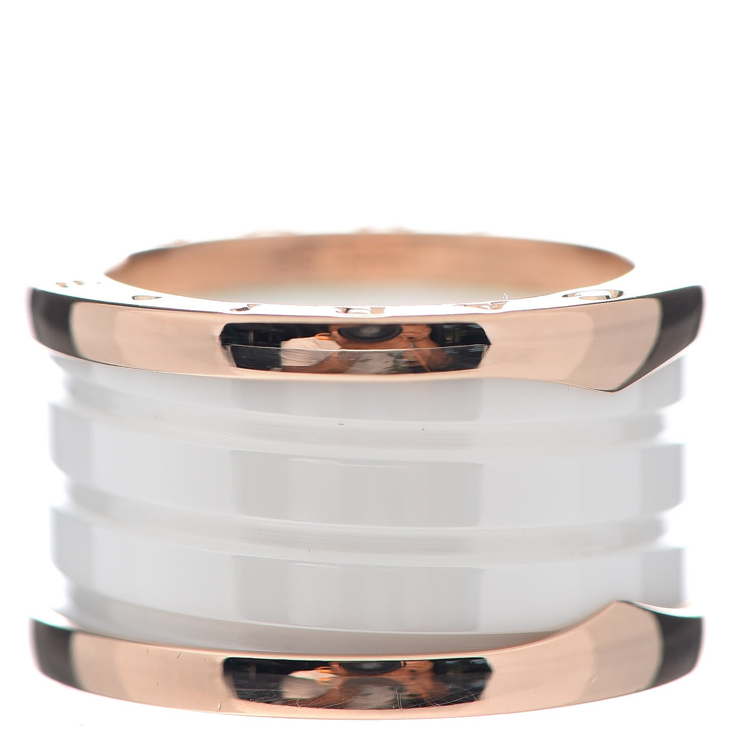 Bulgari 18K Rose Gold White Ceramic B.Zero1 Four-Band Ring 50 5.25 2 of 6