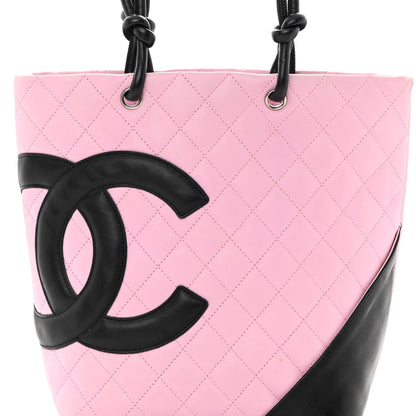 Chanel Calfskin Quilted Medium Cambon Tote Pink Black 8 of 16