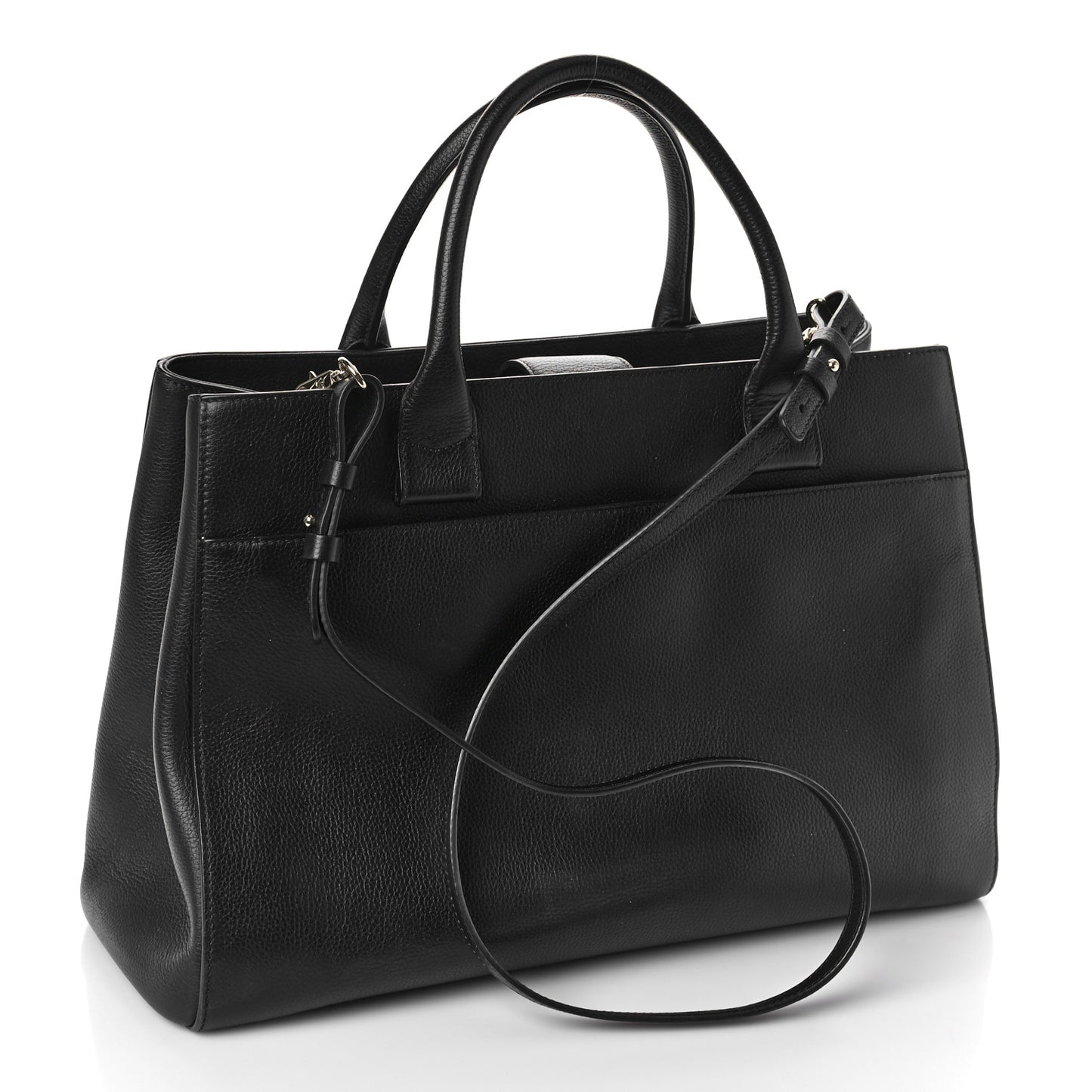 Grained Calfskin Large Neo Executive Shopper Tote Black