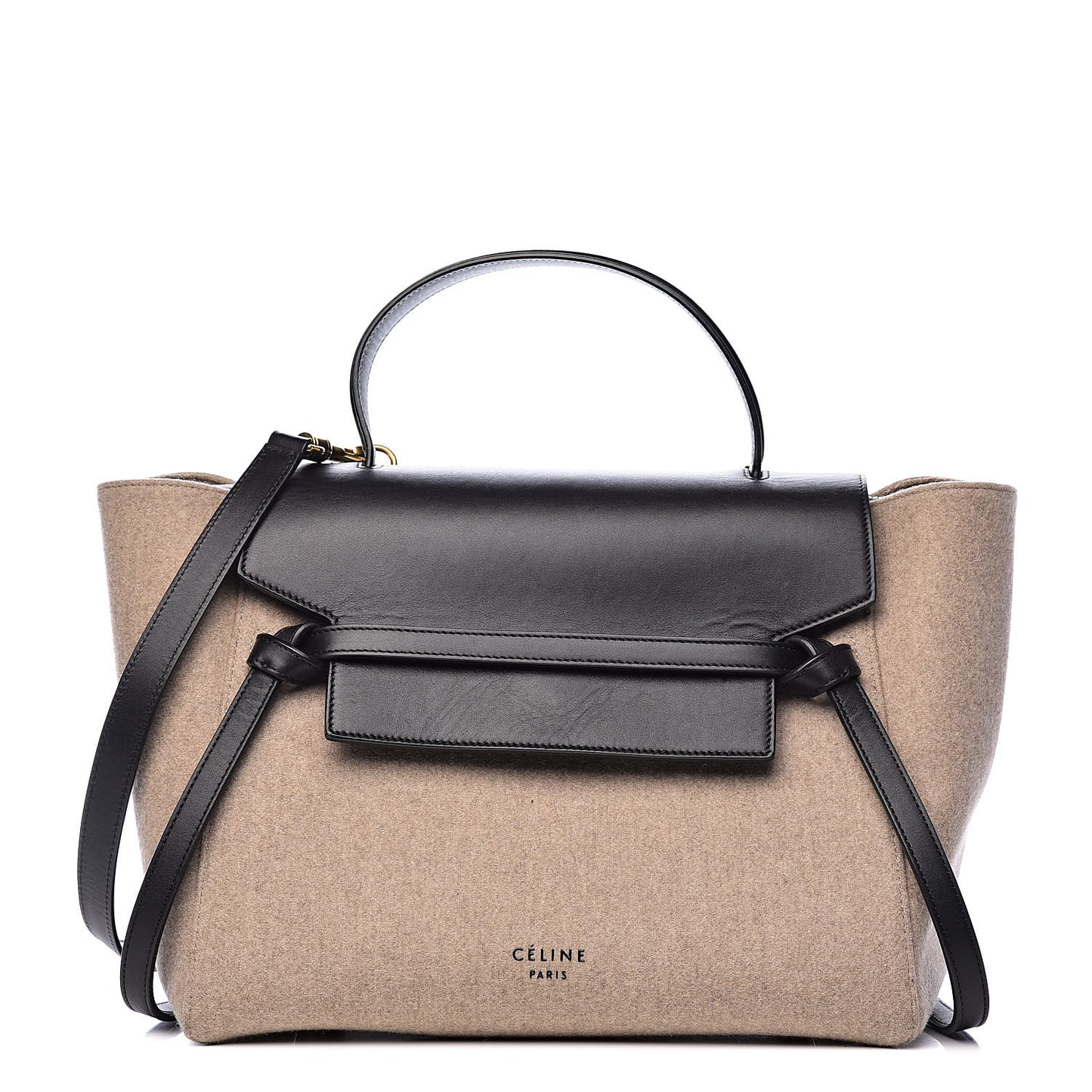 Felt Smooth Calfskin Mini Belt Bag Beige