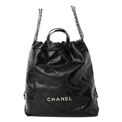 Chanel Shiny Calfskin Quilted Chanel 22 Backpack Black 1 of 10