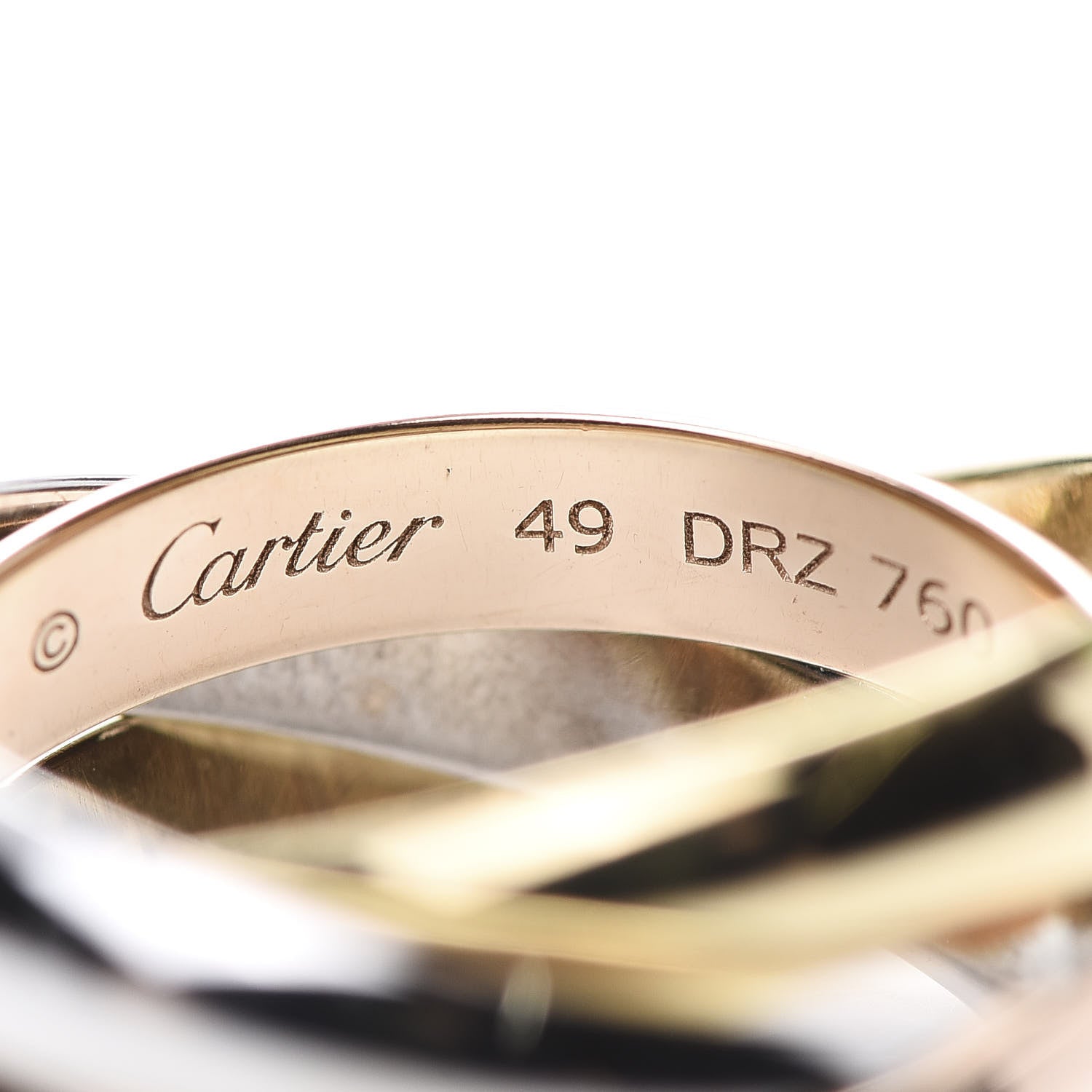 Cartier 18K Pink Yellow White Gold Classic Trinity Ring 49 4.75 4 of 6