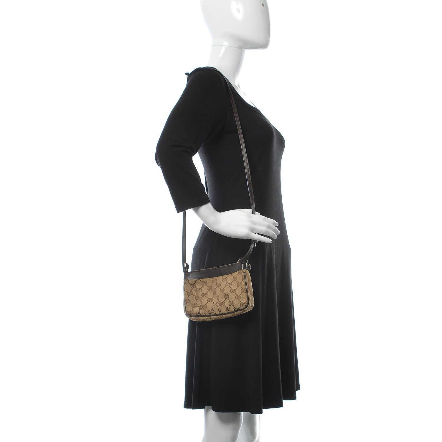 Gucci Monogram GG Heart Charm Crossbody Pochette Brown 2 of 7