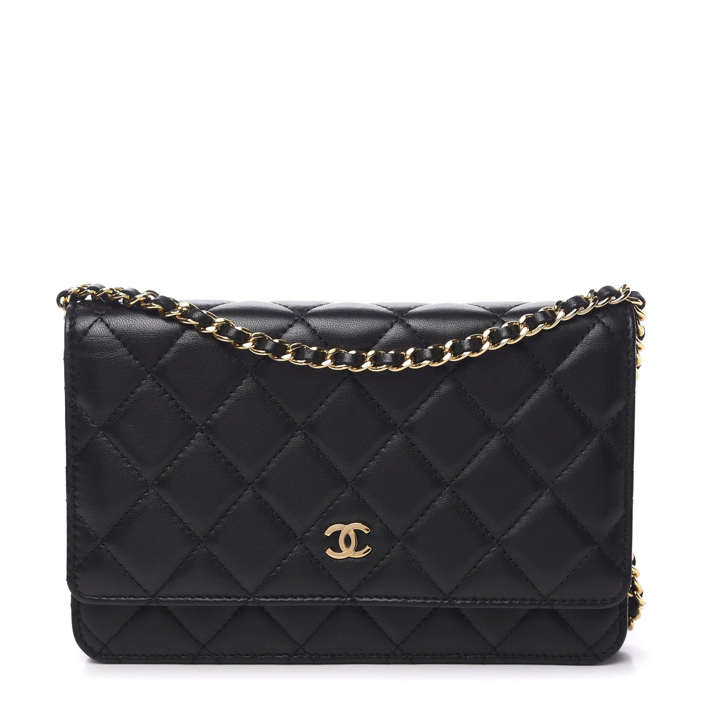 Lambskin Quilted Wallet On Chain WOC Black