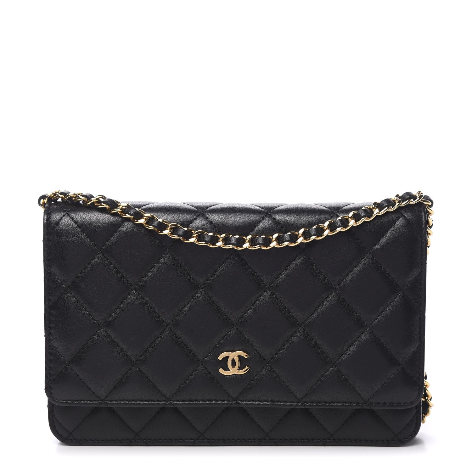 Chanel Lambskin Quilted Wallet On Chain WOC Black 1 of 12