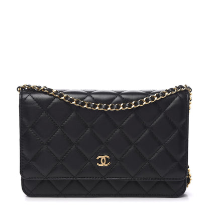Chanel Lambskin Quilted Wallet On Chain WOC Black 1 of 12